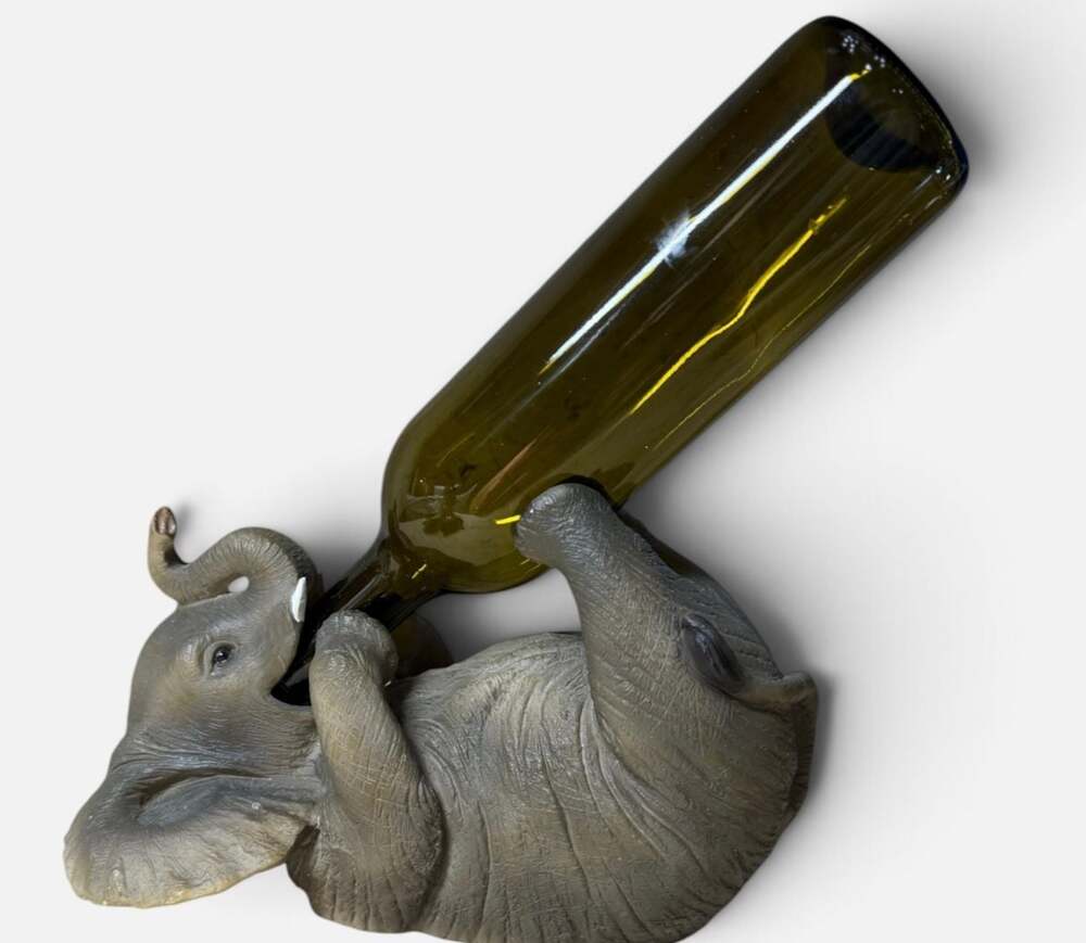 Gifts & Decor Playful Elephant Tabletop Wine Bottle Holder Figurine